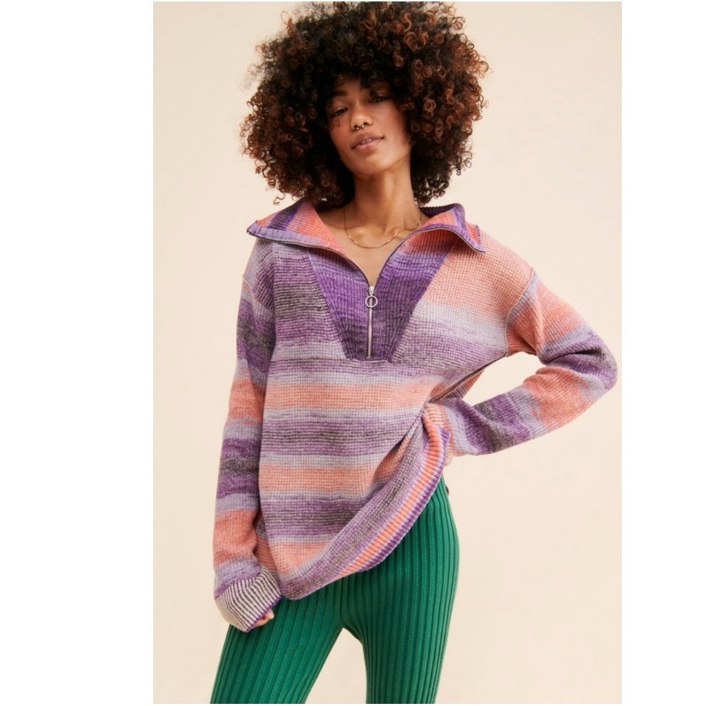 Anthropologie Daily Practice Half Zip Tunic Sweater Dress Size Small Purple Pink - Picture 11 of 16
